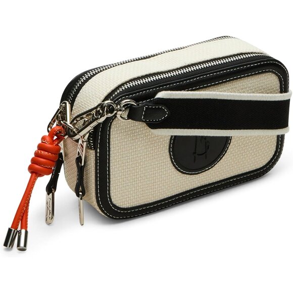 Derrick Double Zip Crossbody Bag Womens Organizer Adjustable Strap - Picture 2 of 6